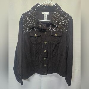 Cathy Daniels Rhinestone Embellished Brown Corduroy Jacket